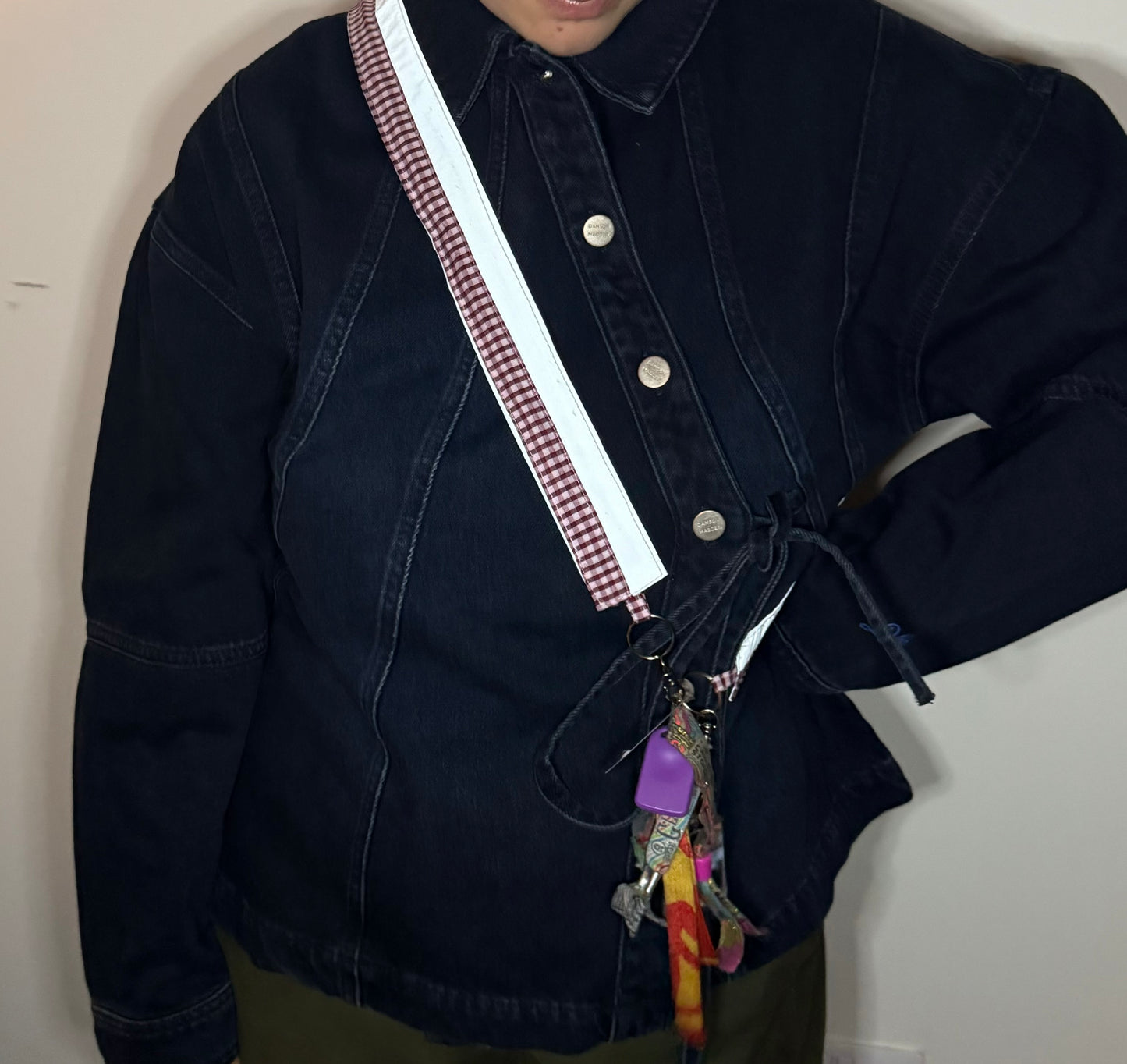 Reflective cross body key/ phone strap (burgundy)