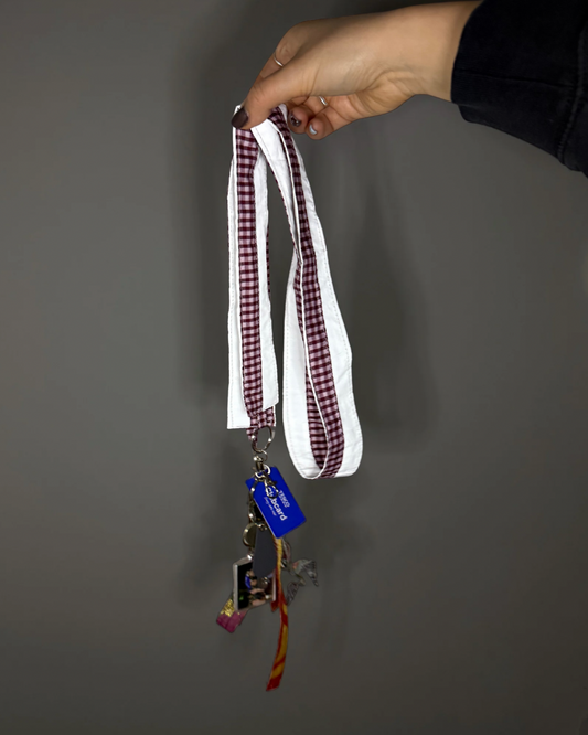 Reflective cross body key/ phone strap (burgundy)
