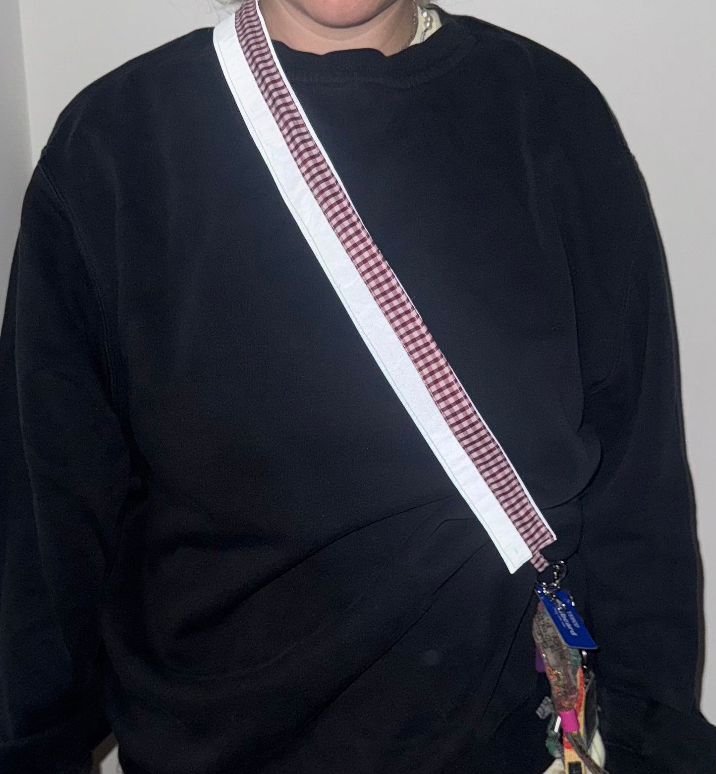 Reflective cross body key/ phone strap (burgundy)