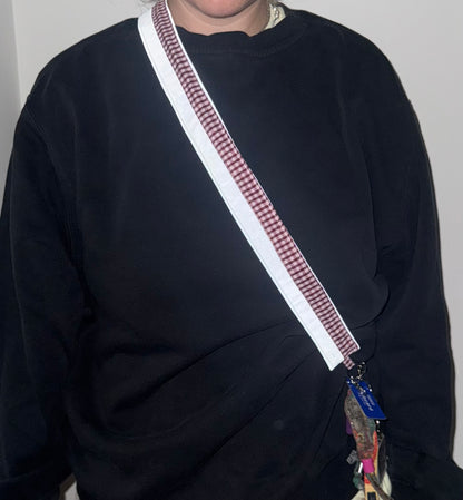 Reflective cross body key/ phone strap (burgundy)